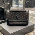 YSL 533037 Yves Saint Laurent Niki Baby In Crinkled Vintage Nubuck Leather Black - Default Title - View 1