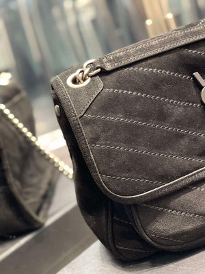 YSL 533037 Yves Saint Laurent Niki Baby In Crinkled Vintage Nubuck Leather Black - Default Title - View 3