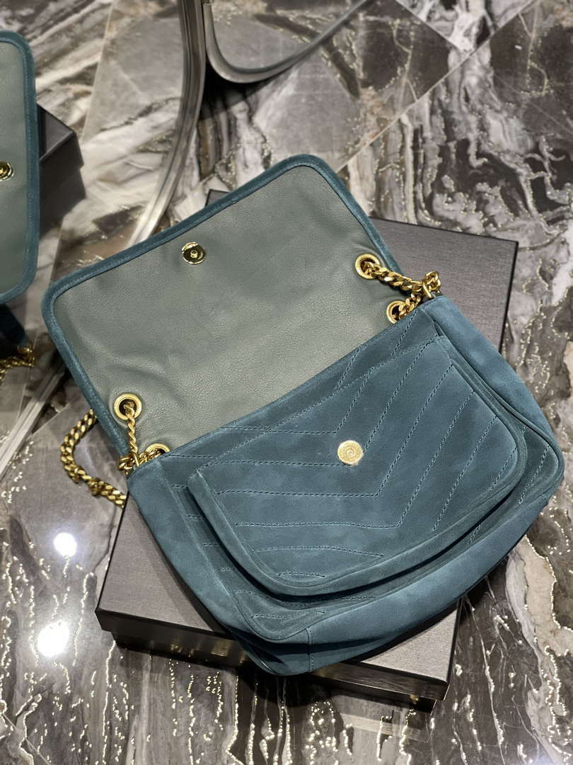 YSL 533037 Yves Saint Laurent Niki Baby In Crinkled Vintage Nubuck Leather Blue