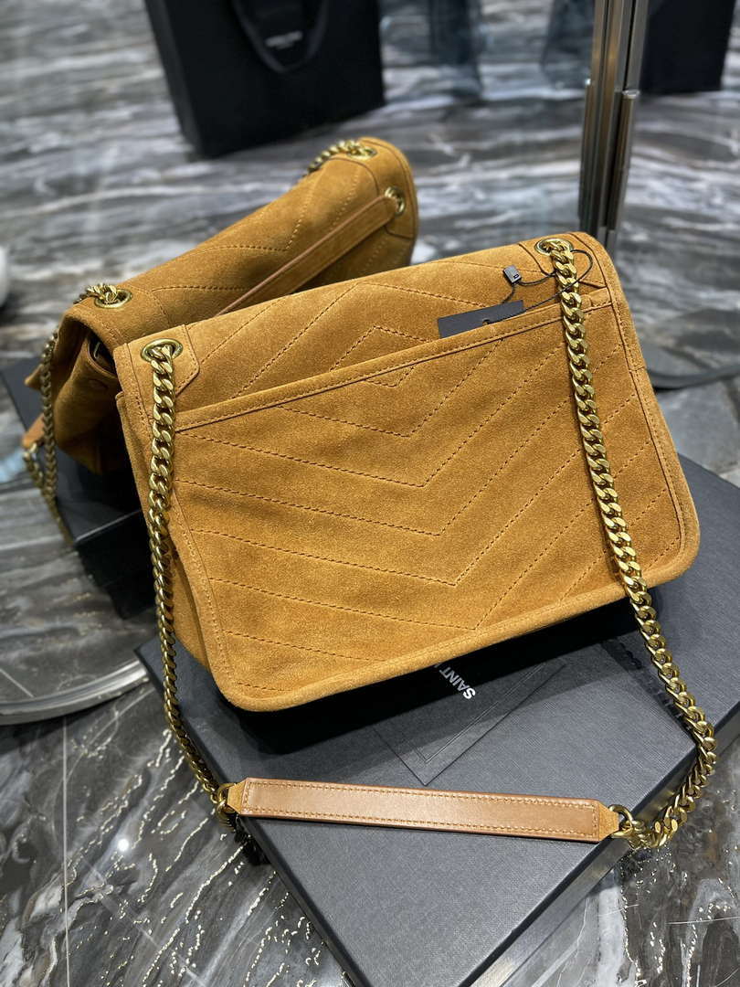 YSL 533037 Yves Saint Laurent Niki Baby In Crinkled Vintage Nubuck Leather Camel