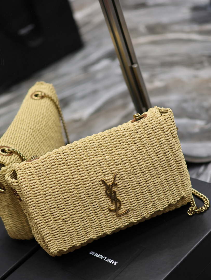 YSL 553804 Saint Laurent  Medium Kate in Apricot Raffia