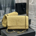 YSL 553804 Saint Laurent  Medium Kate in Raffia with Brown Leather - Default Title - View 1