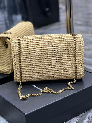 YSL 553804 Saint Laurent  Medium Kate in Raffia with Brown Leather - Default Title - View 5