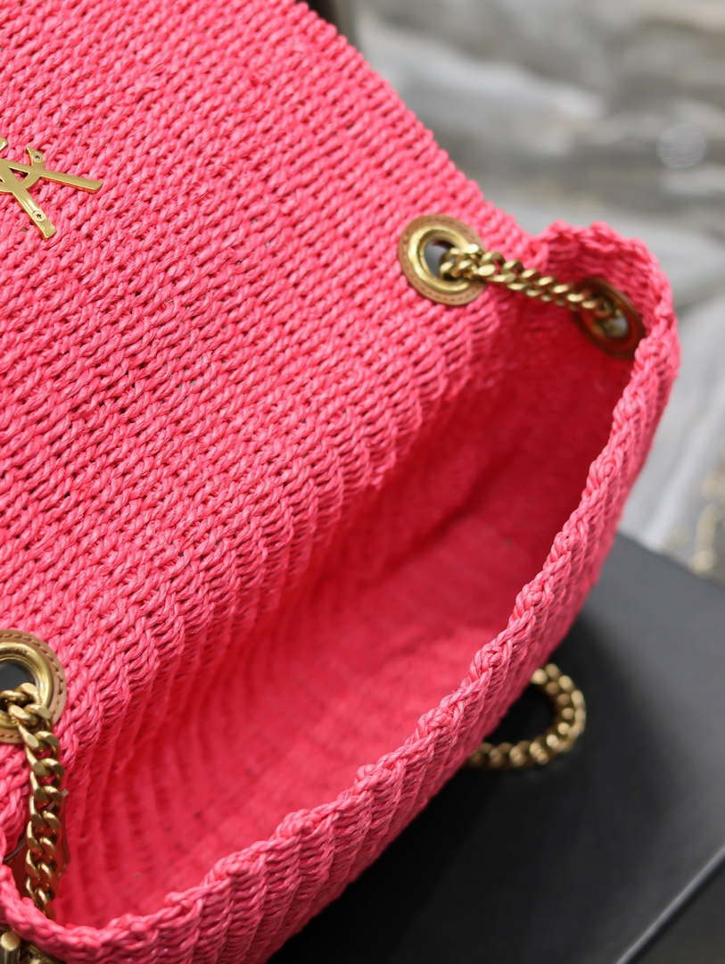 YSL 553804 Saint Laurent  Medium Kate in Rose Red Raffia
