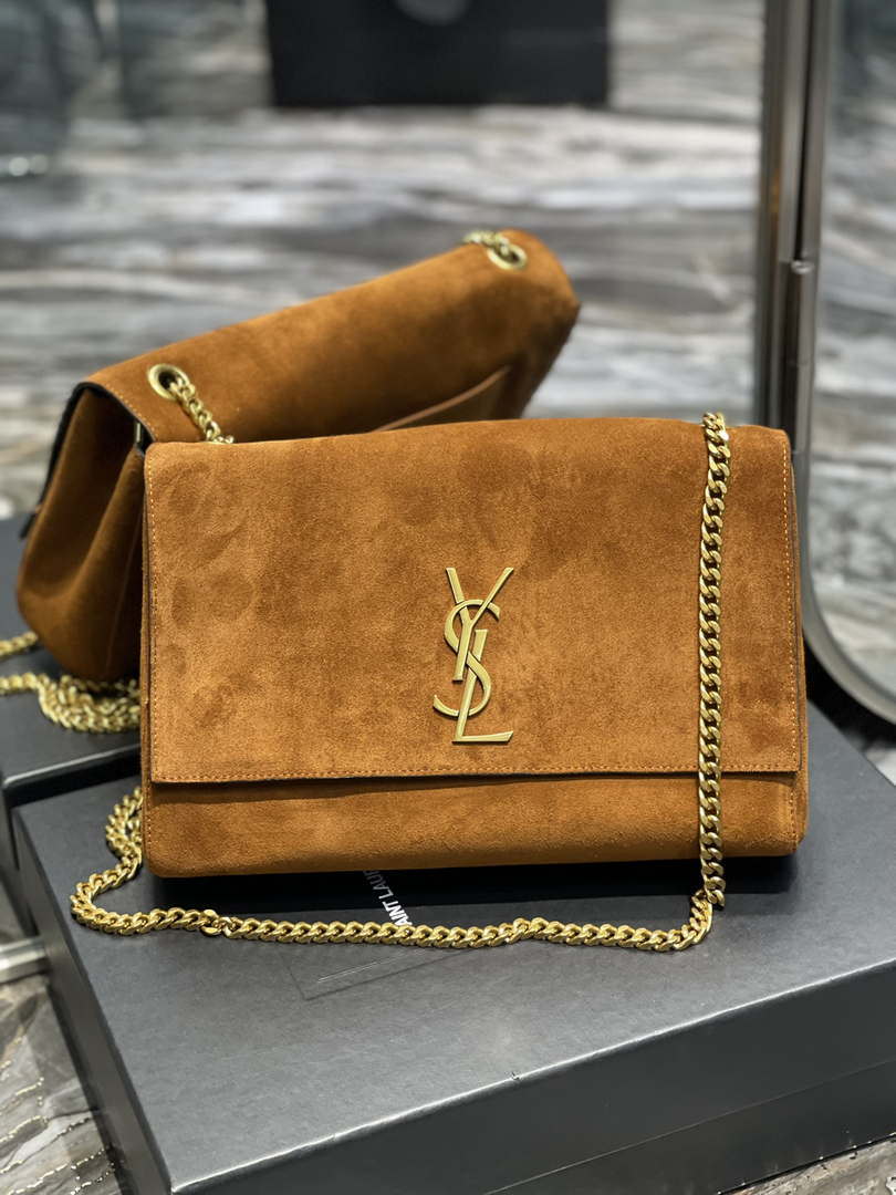 YSL 553804 Saint Laurent Reversible Medium Kate in Crocodile Leather Black - Default Title - View 9