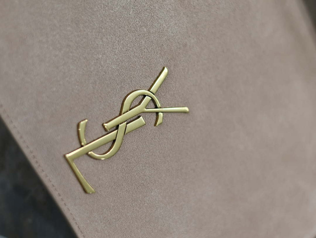 YSL 553804 Saint Laurent Reversible Medium Kate in Suede Bean paste