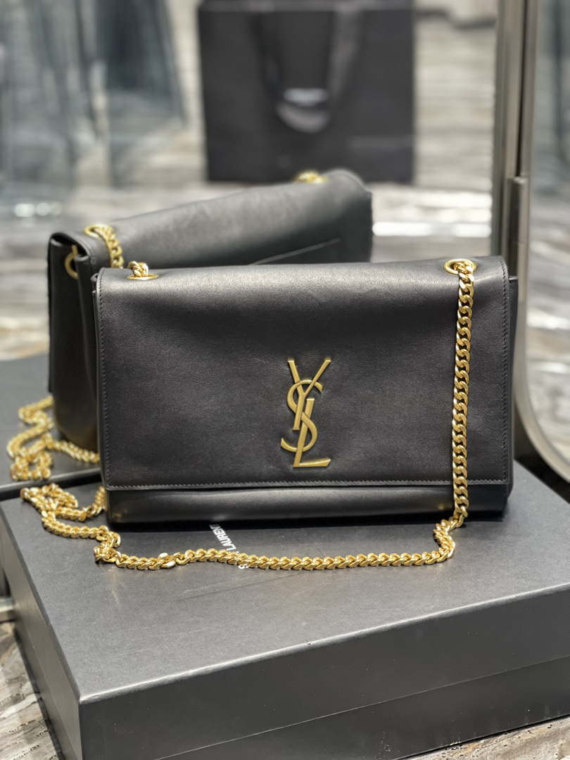 YSL 553804 Saint Laurent Reversible Medium Kate in Suede Black - Default Title - View 1