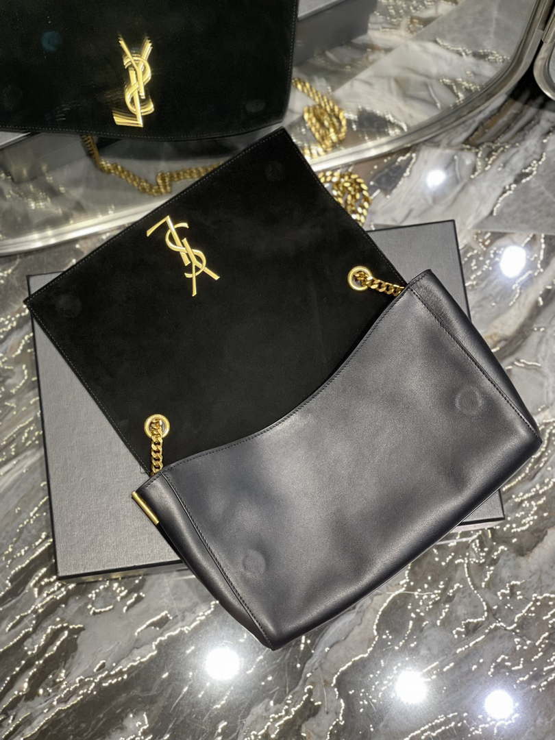 YSL 553804 Saint Laurent Reversible Medium Kate in Suede Black