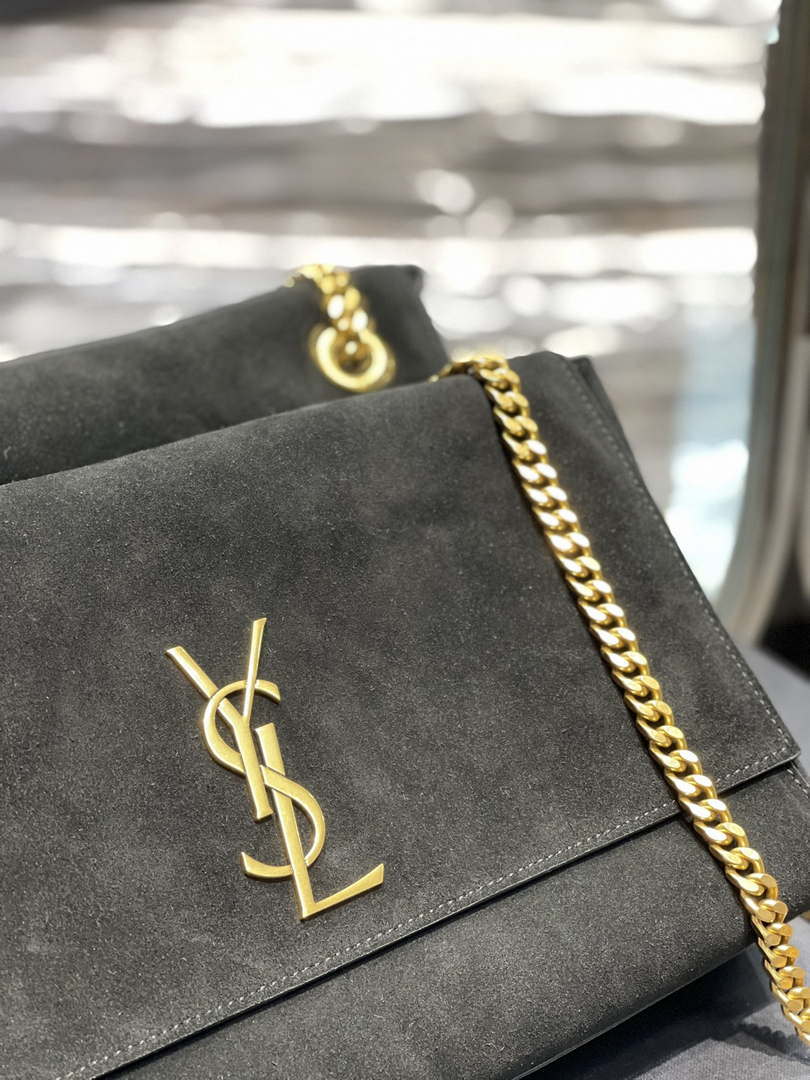 YSL 553804 Saint Laurent Reversible Medium Kate in Suede Black