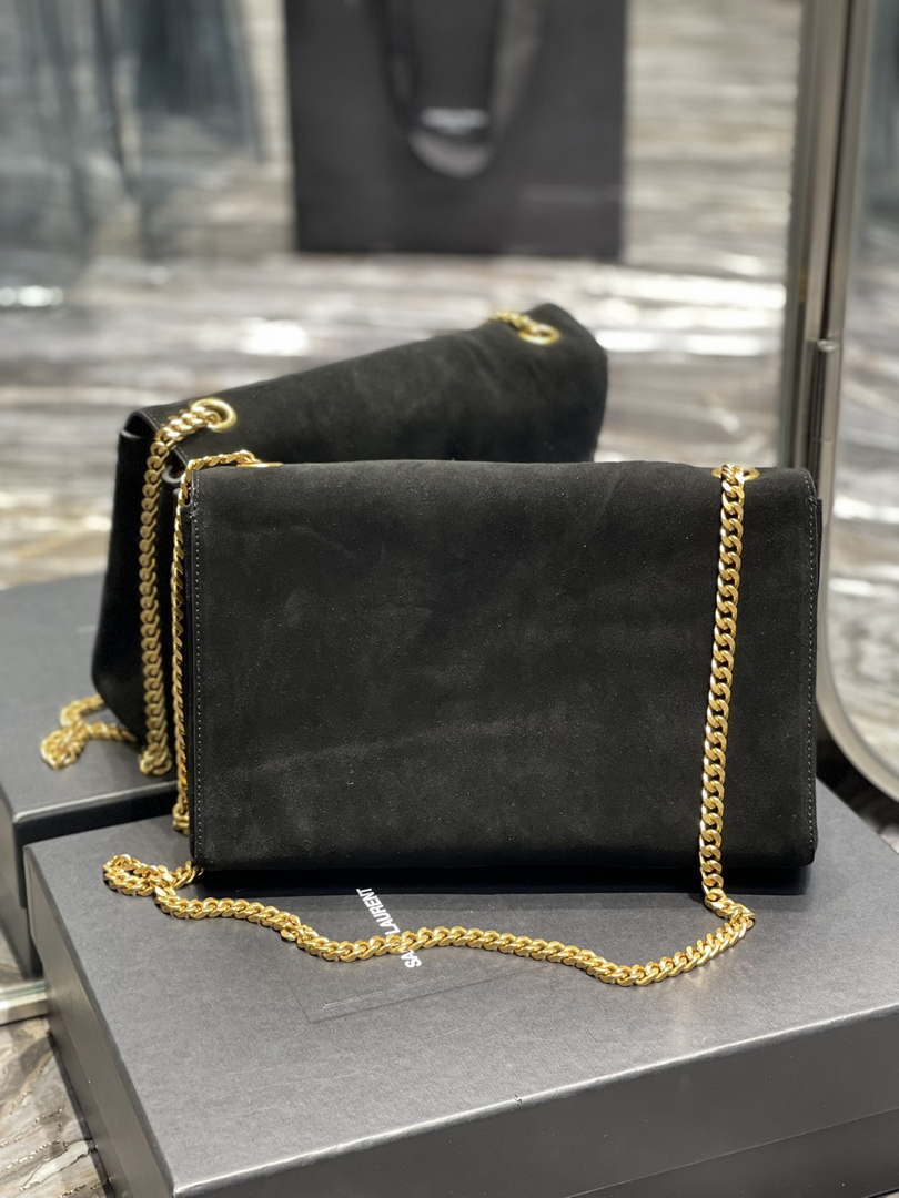 YSL 553804 Saint Laurent Reversible Medium Kate in Suede Black
