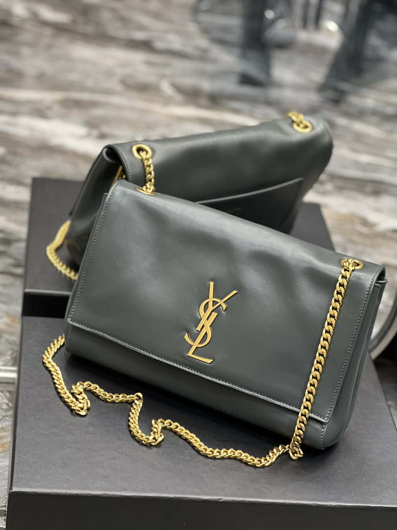 YSL 553804 Saint Laurent Reversible Medium Kate in Suede Blue