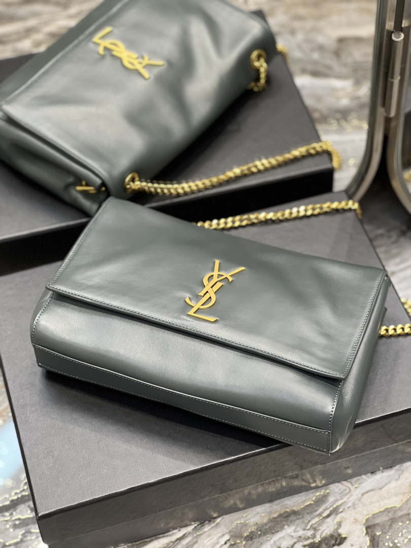 YSL 553804 Saint Laurent Reversible Medium Kate in Suede Blue