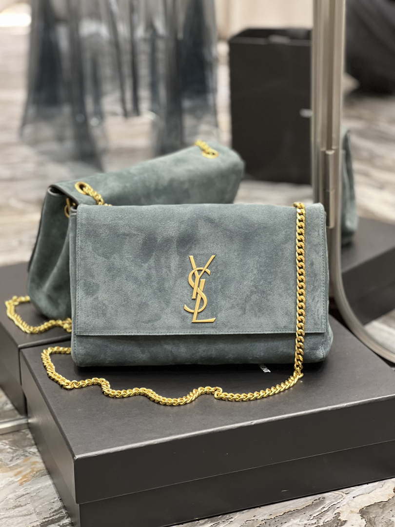 YSL 553804 Saint Laurent Reversible Medium Kate in Suede Blue - Default Title - View 10