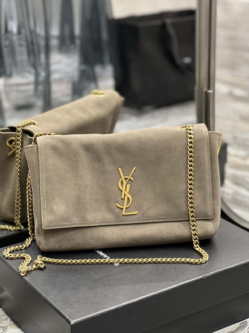 YSL 553804 Saint Laurent Reversible Medium Kate in Suede Dark Green - Default Title - View 1