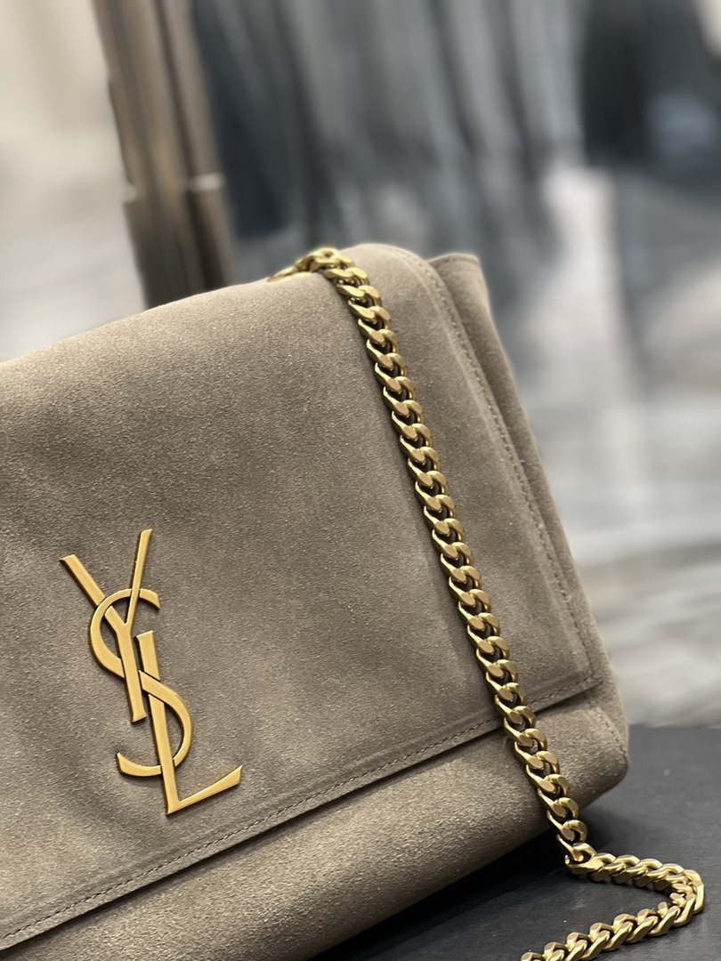YSL 553804 Saint Laurent Reversible Medium Kate in Suede Dark Green