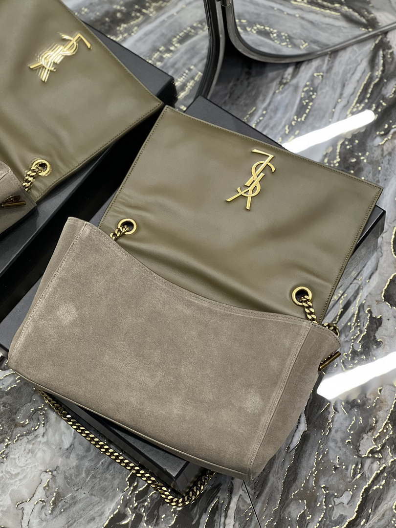 YSL 553804 Saint Laurent Reversible Medium Kate in Suede Dark Green