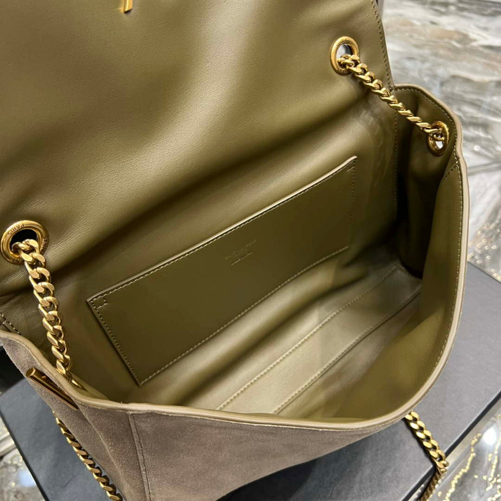 YSL 553804 Saint Laurent Reversible Medium Kate in Suede Dark Green