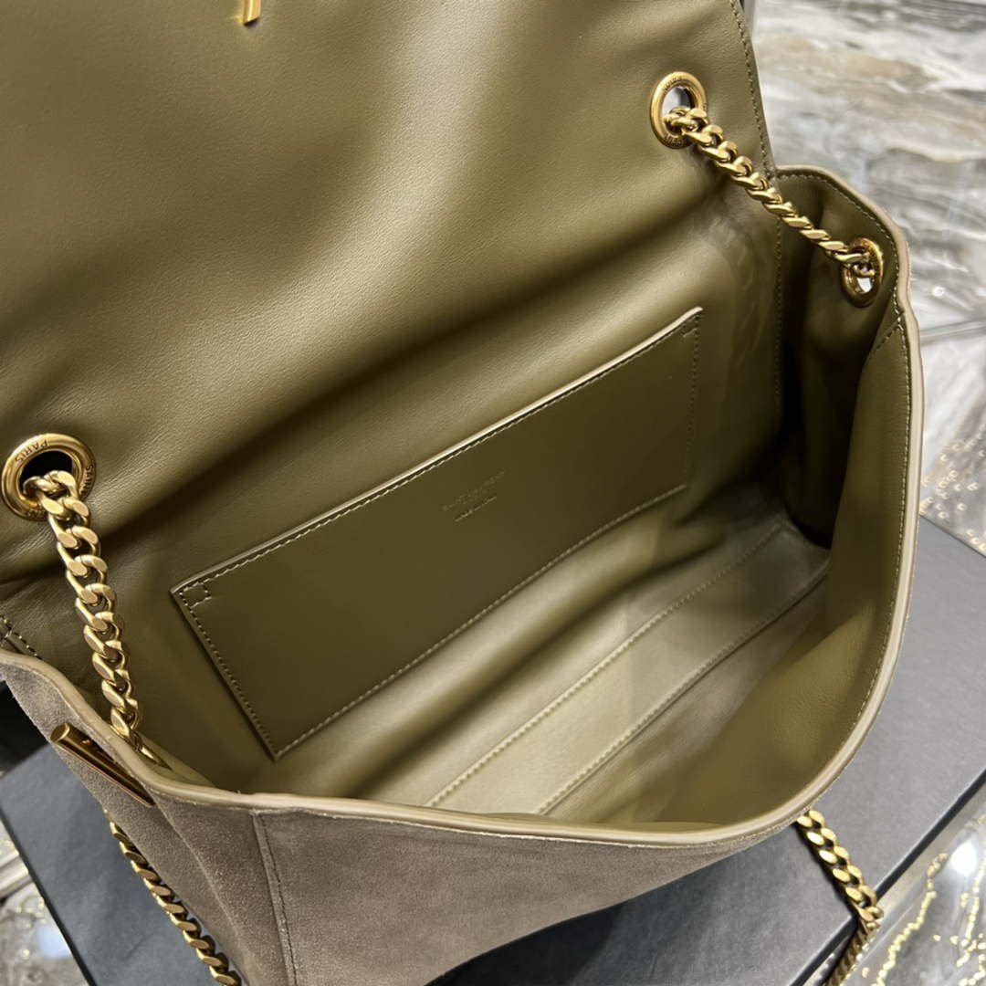 YSL 553804 Saint Laurent Reversible Medium Kate in Suede Dark Green
