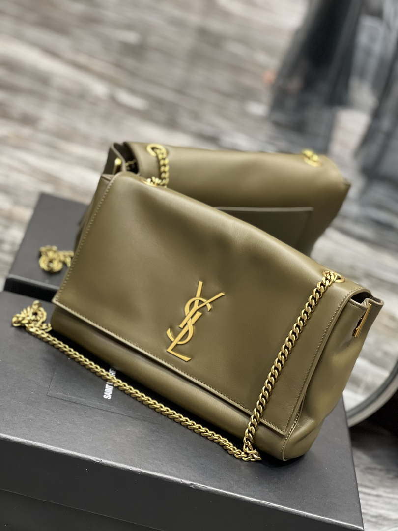 YSL 553804 Saint Laurent Reversible Medium Kate in Suede Dark Green