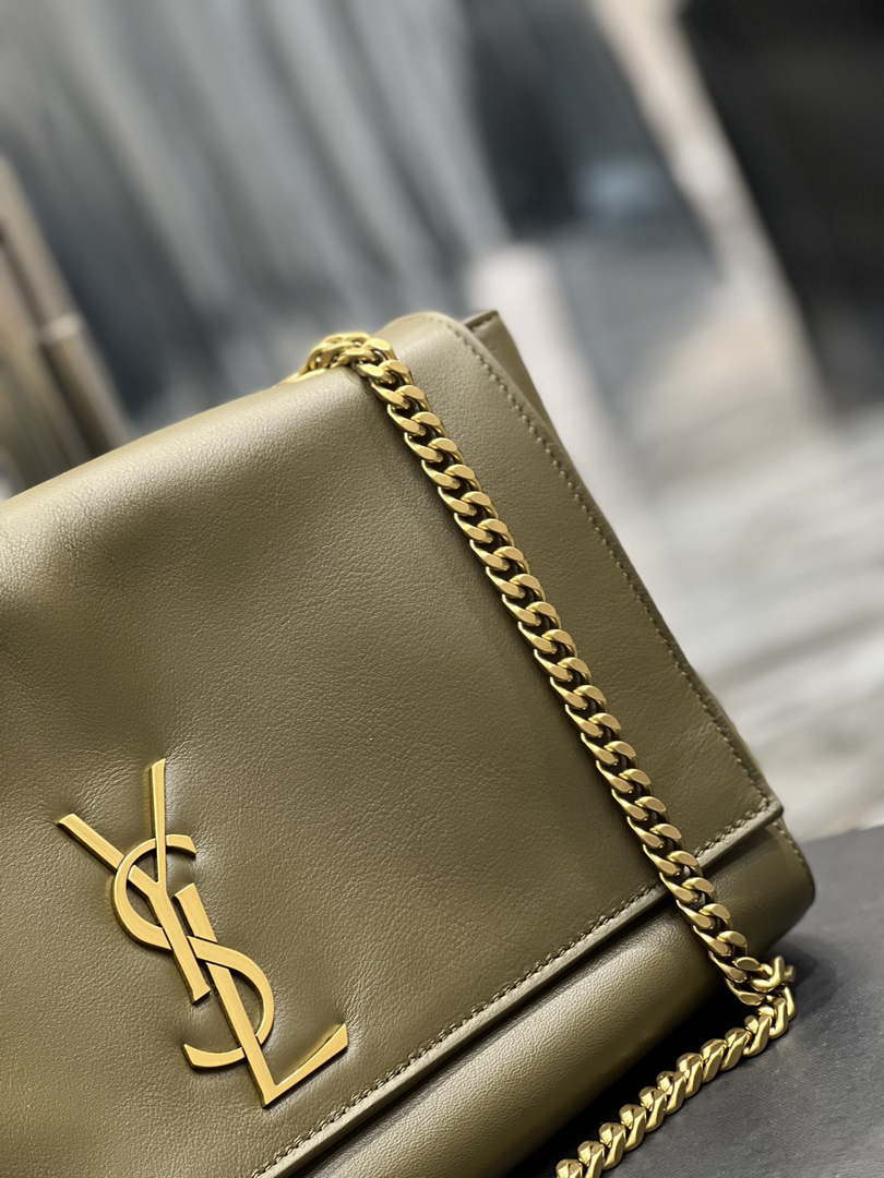 YSL 553804 Saint Laurent Reversible Medium Kate in Suede Dark Green