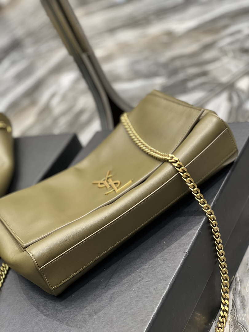 YSL 553804 Saint Laurent Reversible Medium Kate in Suede Dark Green