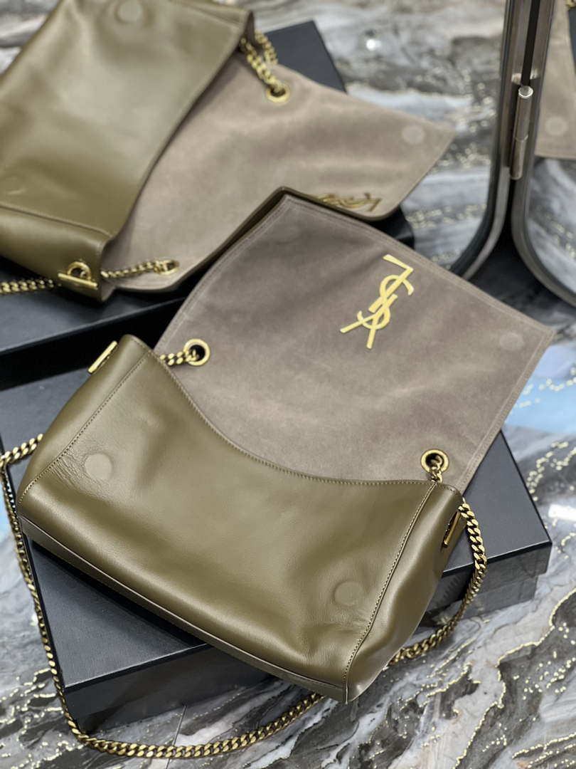 YSL 553804 Saint Laurent Reversible Medium Kate in Suede Dark Green