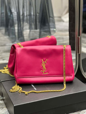 YSL 553804 Saint Laurent Reversible Medium Kate in Suede Rose Red - Default Title - View 1