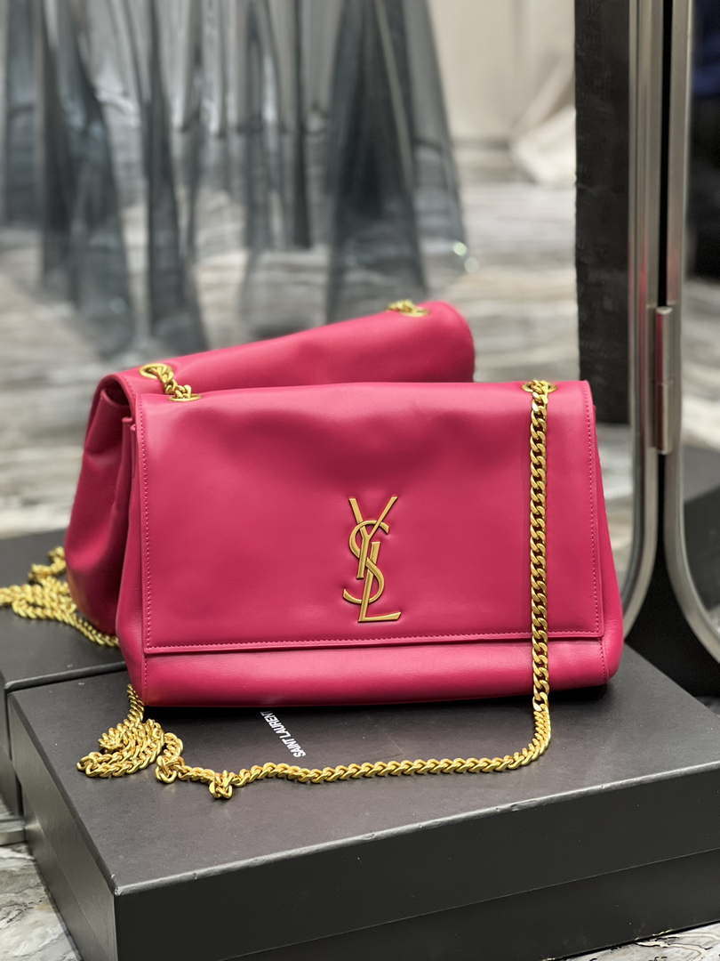 YSL 553804 Saint Laurent Reversible Medium Kate in Suede Rose Red - Default Title - View 1