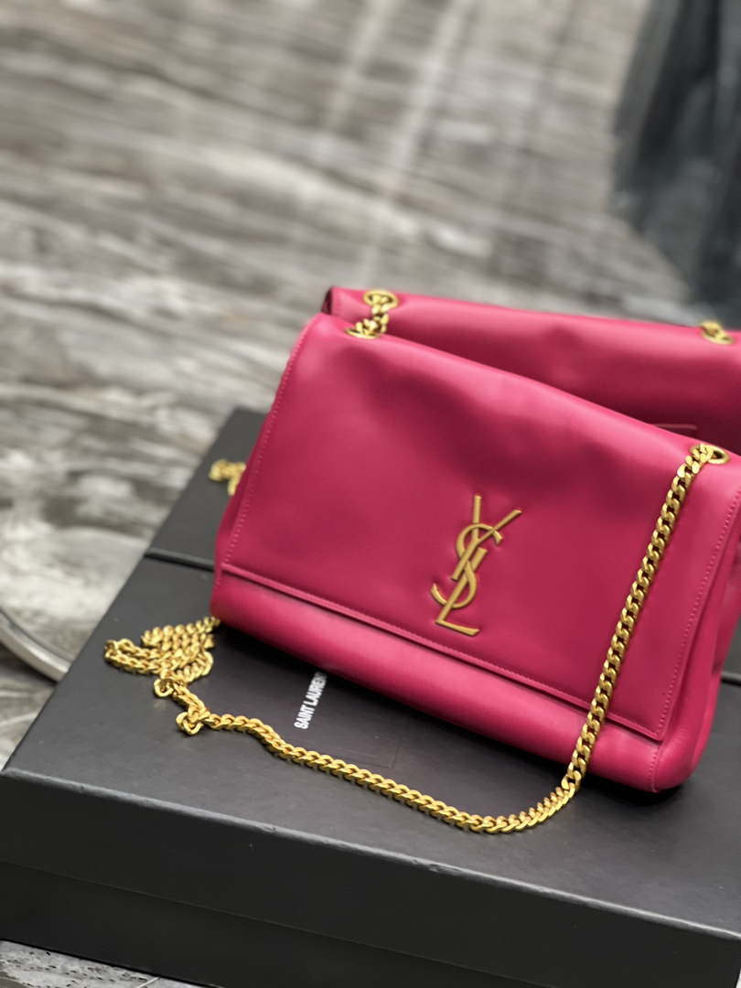 YSL 553804 Saint Laurent Reversible Medium Kate in Suede Rose Red