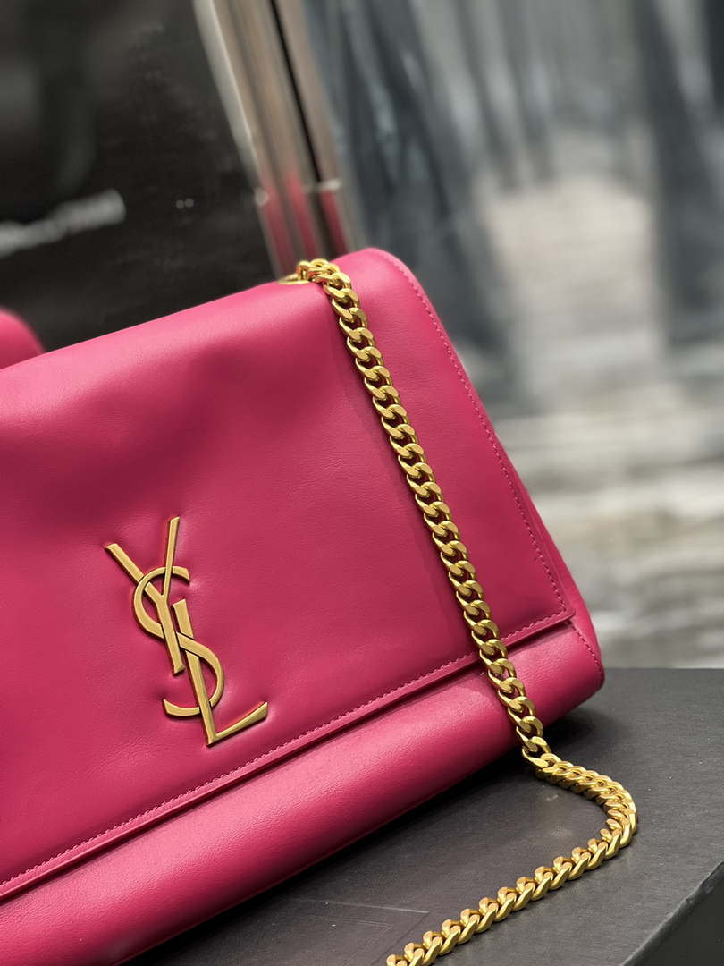YSL 553804 Saint Laurent Reversible Medium Kate in Suede Rose Red - Default Title - View 3