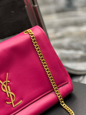 YSL 553804 Saint Laurent Reversible Medium Kate in Suede Rose Red - Default Title - View 4