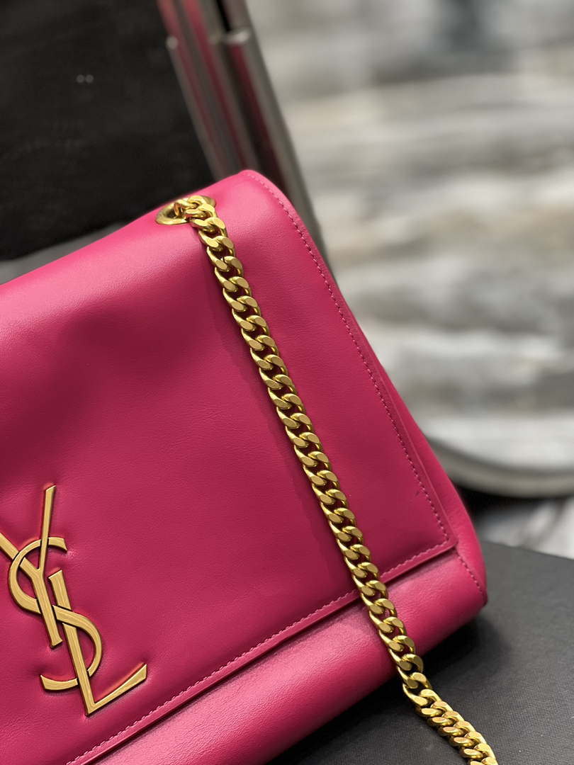 YSL 553804 Saint Laurent Reversible Medium Kate in Suede Rose Red - Default Title - View 4