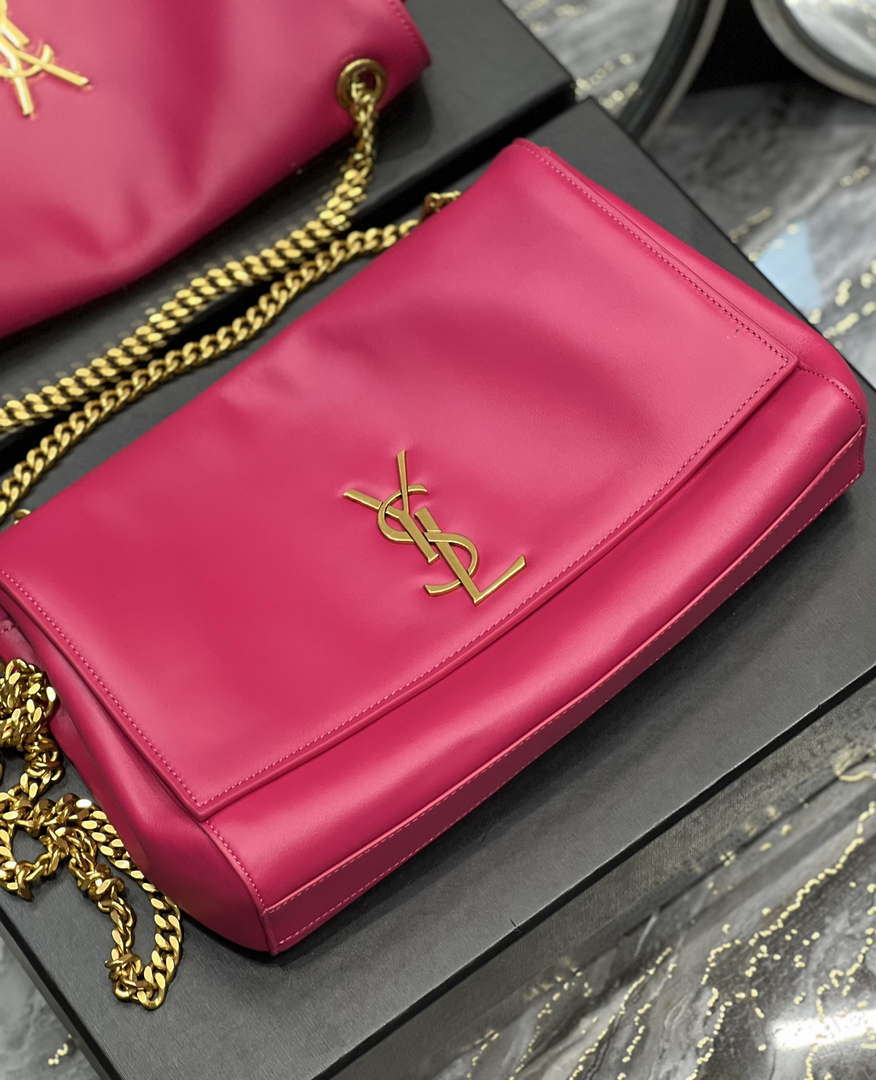 YSL 553804 Saint Laurent Reversible Medium Kate in Suede Rose Red - Default Title - View 6