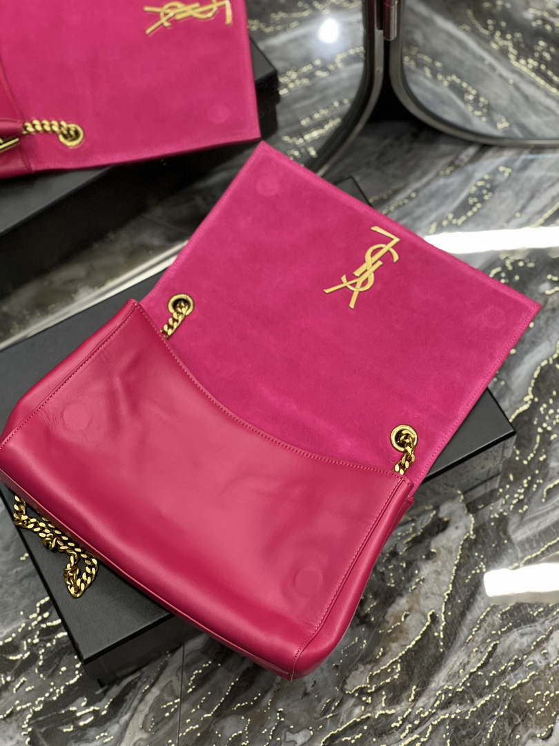 YSL 553804 Saint Laurent Reversible Medium Kate in Suede Rose Red