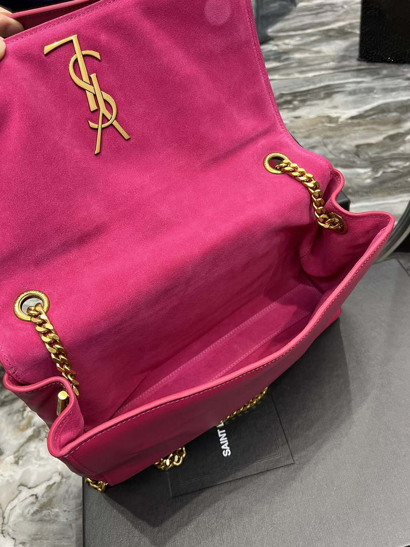 YSL 553804 Saint Laurent Reversible Medium Kate in Suede Rose Red