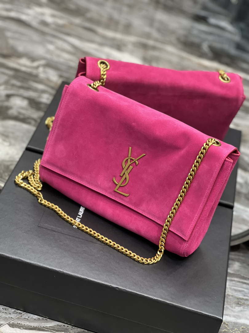 YSL 553804 Saint Laurent Reversible Medium Kate in Suede Rose Red - Default Title - View 9