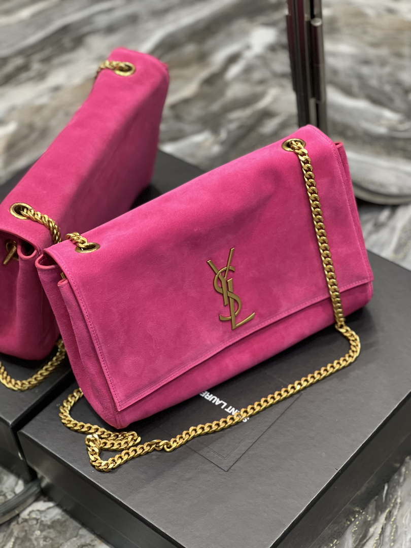 YSL 553804 Saint Laurent Reversible Medium Kate in Suede Rose Red - Default Title - View 14