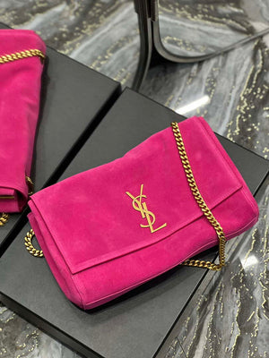 YSL 553804 Saint Laurent Reversible Medium Kate in Suede Rose Red - Default Title - View 16