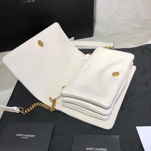 YSL 568906 Yves Saint Laurent Crossbody Chain Bag White - luxibagsmall