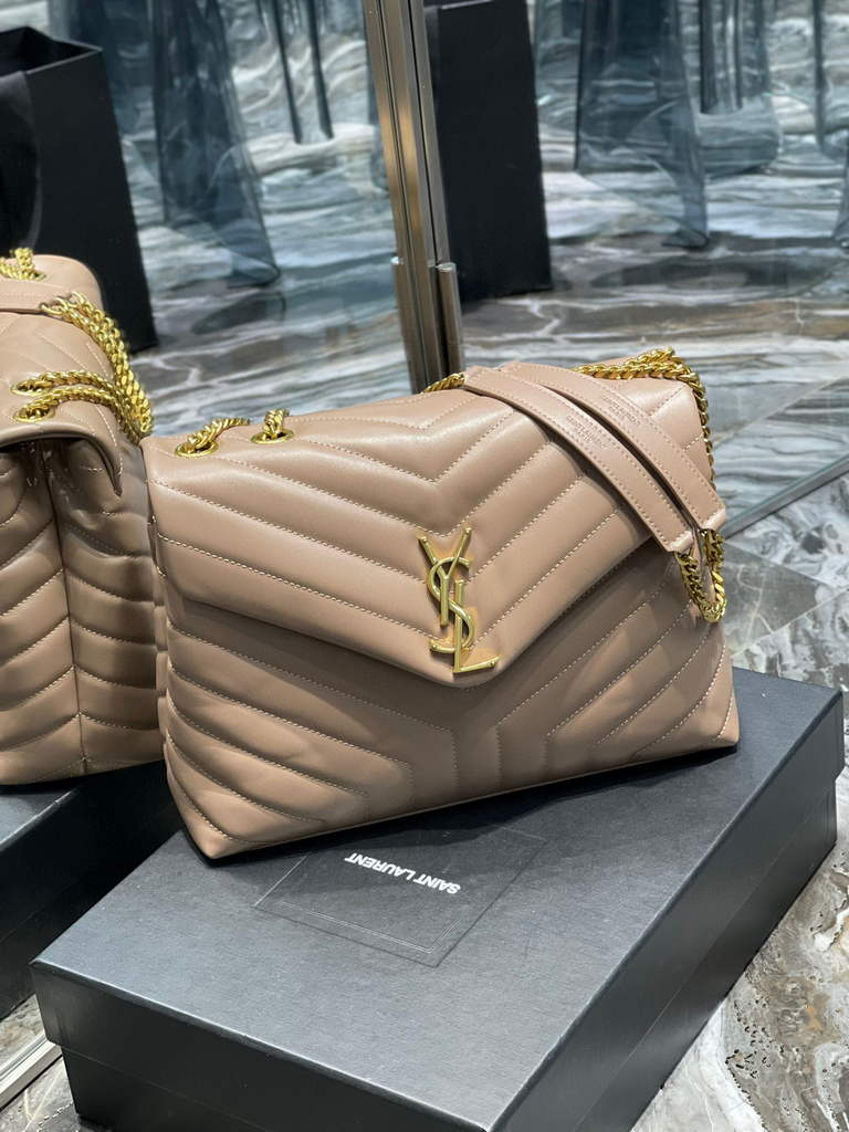 YSL 574946 Saint Laurent Loulou Medium Bag In in Matelasse  Y  Leather Nude Pink