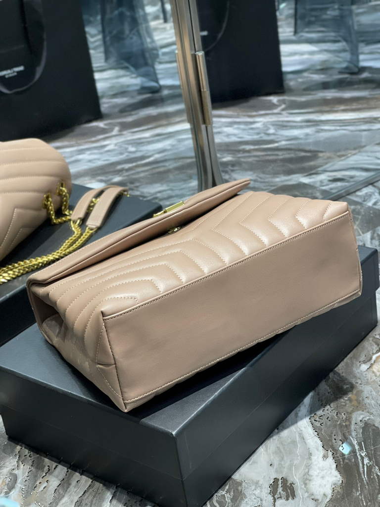 YSL 574946 Saint Laurent Loulou Medium Bag In in Matelasse  Y  Leather Nude Pink