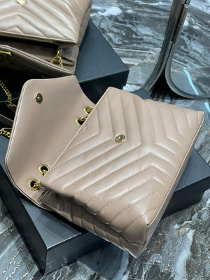 YSL 574946 Saint Laurent Loulou Medium Bag In in Matelasse  Y  Leather Nude Pink - Default Title - View 8