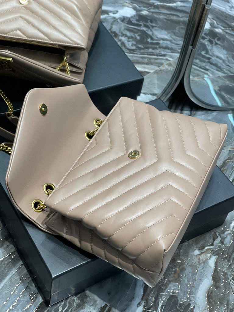 YSL 574946 Saint Laurent Loulou Medium Bag In in Matelasse  Y  Leather Nude Pink