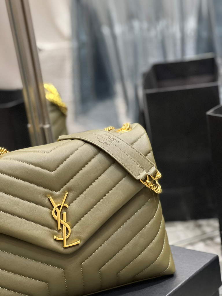 YSL 574946 Saint Laurent Loulou Medium Bag In Matelasse  Y  Leather Green
