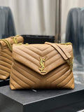 YSL 574946 Saint Laurent Loulou Medium Bag In Matelasse  Y  Leather Brown