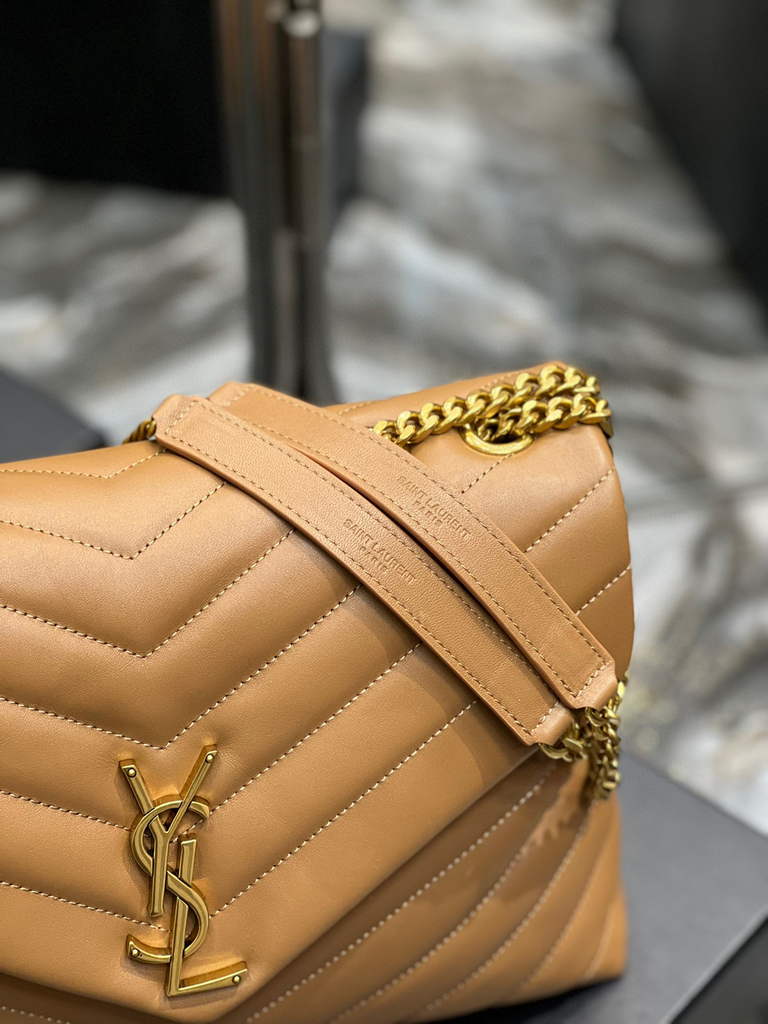 YSL 574946 Saint Laurent Loulou Medium Bag In Matelasse  Y  Leather Brown