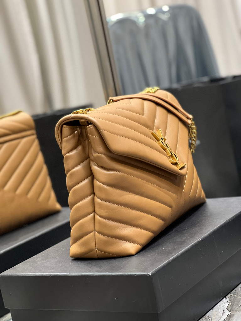 YSL 574946 Saint Laurent Loulou Medium Bag In Matelasse  Y  Leather Brown
