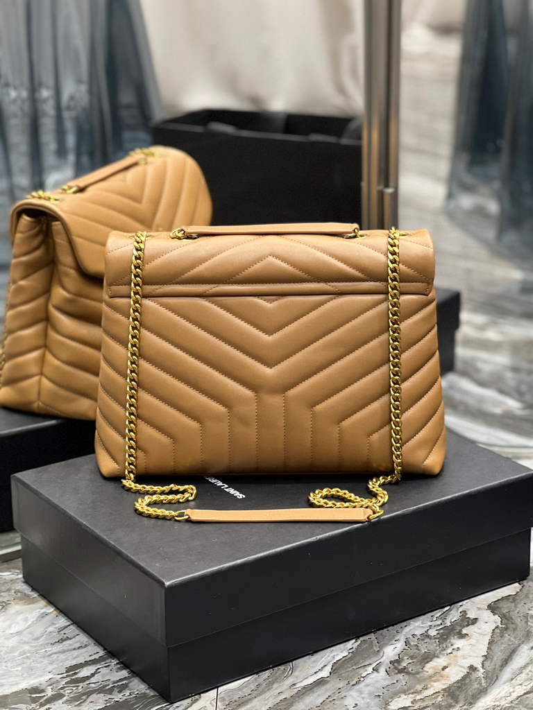 YSL 574946 Saint Laurent Loulou Medium Bag In Matelasse  Y  Leather Brown