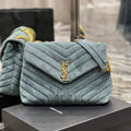 YSL 574946 Saint Laurent Loulou Medium Bag Y-Quilted Leather Blue - Default Title - View 1