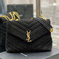 YSL 574946 Saint Laurent Loulou Medium Bag Y-Quilted Leather Black - Default Title - View 1